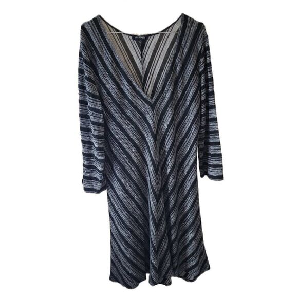 Max Edition Black & Gray Striped Dress - Picture 1 of 4